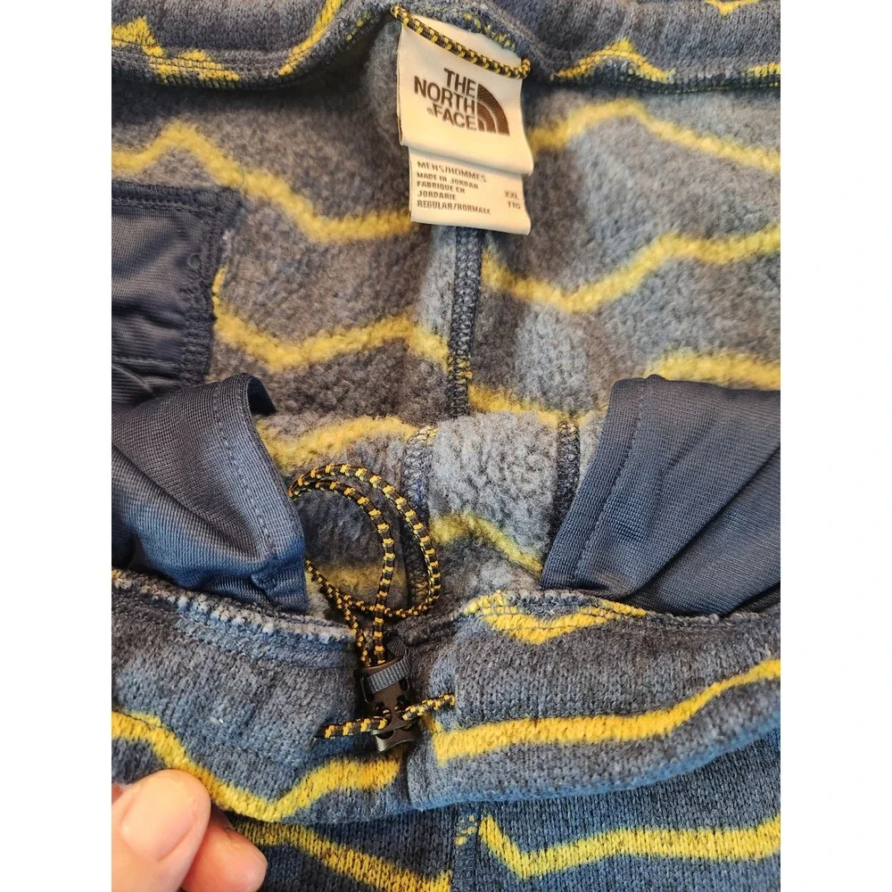 The North Face Mens XXL Blue Yellow Zig Zag Mountain Fleece Jogger Pants Regular